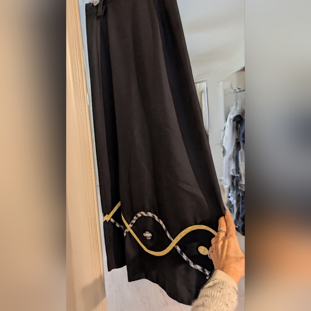 Black Dress with Yellow and White Trim
